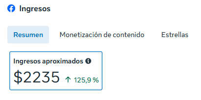 Captura real de ingresos de Facebook de un miembro del Club BJ